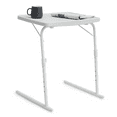 thumbnail image 1 of MoNiBloom Tilting TV Tray Folding Table, 22" Adjustable Height Desk for Eating Dinner Working on Bed & Sofa, White, 1 of 12