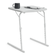 MoNiBloom Tilting TV Tray Folding Table, 22" Adjustable Height Desk for Eating Dinner Working on Bed & Sofa, White