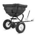 thumbnail image 1 of MoNiBloom Tow-Behind Seed Spreader, Broadcast Spreader for Spreading Fertilizer on Lawns Grass, Ice Melt on idewalks and Driveways, 125lb Capacity, Black, 1 of 9