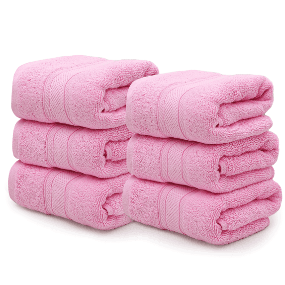 MoNiBloom Ultra Soft Hand Towel Set of 6, Pure Cotton Absorbent Quick Dry Bathroom Hand Towels for Hotel Spa Gym Shower Beach Kitchen, 16x28 in, Light Pink