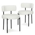 thumbnail image 1 of MoNiBloom Upholstery Dining Chair Set of 2, Modern Faux Fur Kitchen Chairs with Metal Legs, for Living Room Dining Room, White, 1 of 9