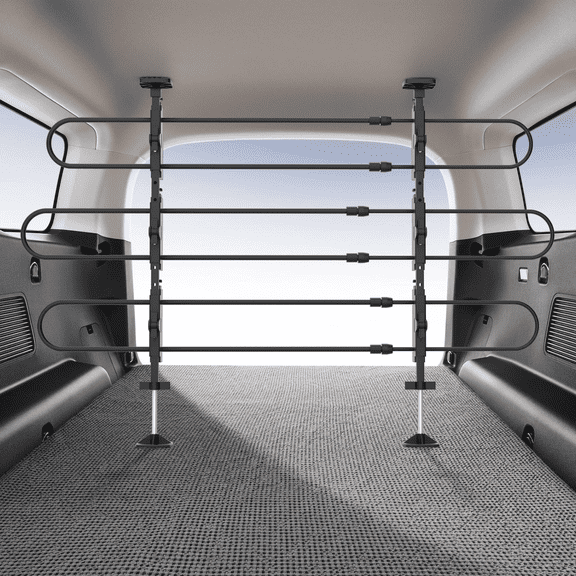 MoNiBloom Vehicle Pet Barrie, Adjustable Universal for Cars, SUVs - Moves with Your Vehicle Seats, Easy Install Dog Car Gate - Strong Metal Gate Divider