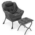 thumbnail image 1 of MoNiBloom Water-resistant Cotton Lazy Chair for Adults, Modern Upholstered Single Sofa with Ottoman, Removable Cover Accent Lounge Chair for Living Room, Lava Gray, 1 of 10