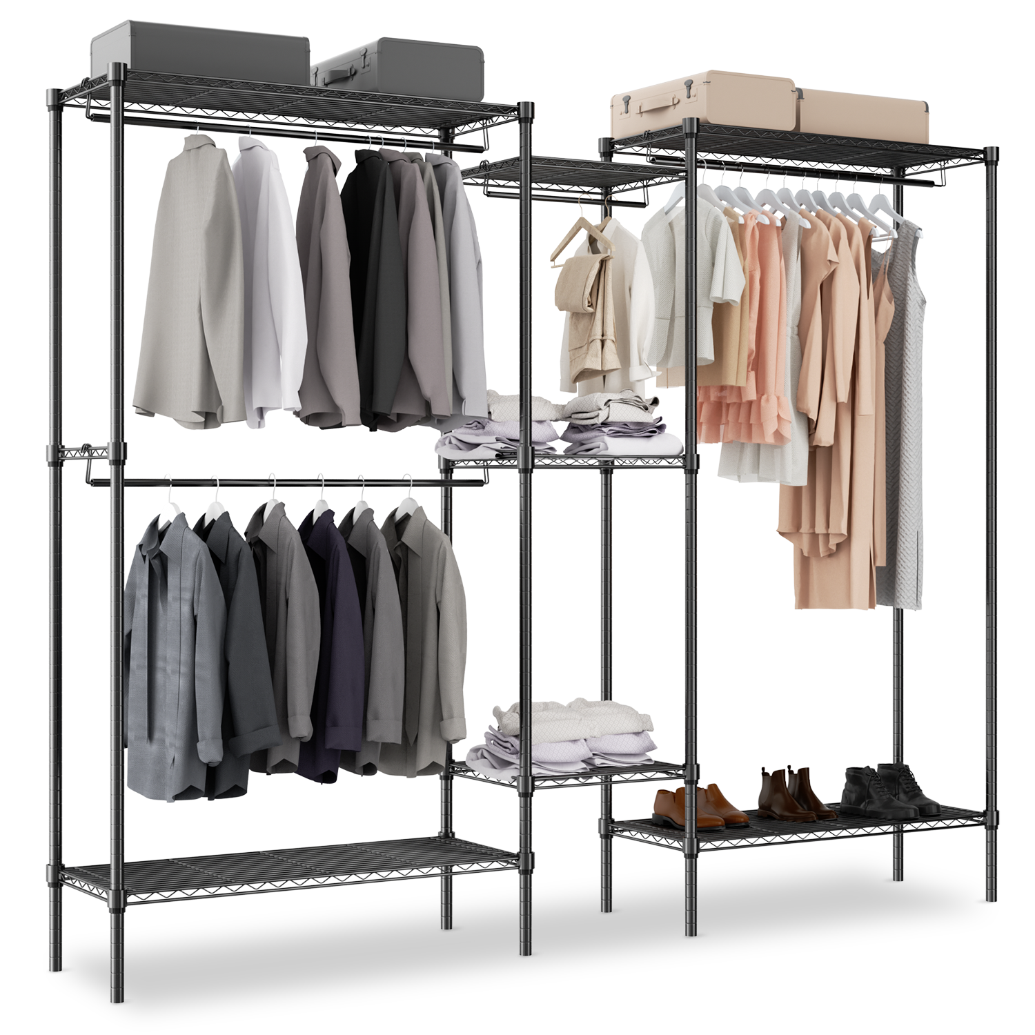 Tribesigns Heavy Duty Clothe Closet Storage with Shelves Double Rod