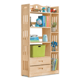 thumbnail image 1 of MoNiBloom Wood 5 Tiers 2 Drawers Bookcase, Display Storage Bookshelf, Natural, for Living Room, 1 of 10