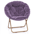 thumbnail image 1 of MoNiBloom Faux Fur Saucer Chair for Adults, Comfy Fluffy for Living Room Bedroom Dorm Apartment, with Thick Padded & Folding Metal Frame (Purple), 1 of 10