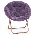 thumbnail image 1 of Magshion Faux Fur Saucer Chair for Adults, Comfy Fluffy for Living Room Bedroom Dorm Apartment, with Thick Padded & Folding Metal Frame (Purple), 1 of 10