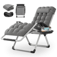 thumbnail image 1 of MoNiBloom Beach Chaise Lounge Chair, Patio Folding Recliner with Removable Cushion, Headrest & Tray, Portable Tanning Sunbathing Chair for Poolside Beach Porch Yard, Reinforced Bar, 330lbs Grey, 1 of 13