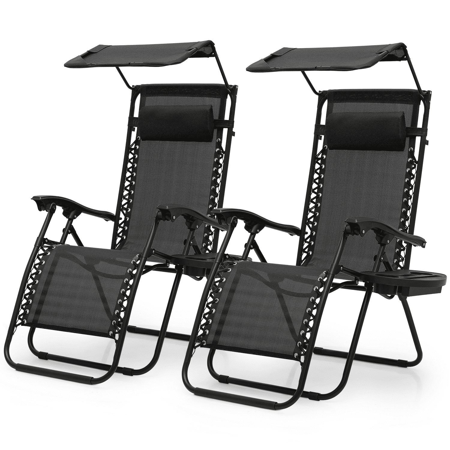MoNiBloom Zero Gravity Chairs Set of 2, Folding Outdoor Patio Beach Recliner with Canopy Shade