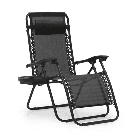 MoNiBloom Zero Gravity Lounge Chairs, Outdoor Patio Folding Beach Recliners with Headrest and Foot, Black