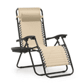 thumbnail image 1 of MoNiBloom Zero Gravity Lounge Chairs, Outdoor Patio Folding Beach Recliners with Headrest and Foot, Cream, 1 of 11