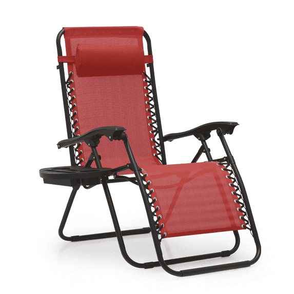 MoNiBloom Zero Gravity Lounge Chairs, Outdoor Patio Folding Beach Recliners with Headrest and Foot, Maroon