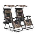 thumbnail image 1 of MoNiBloom Zero Gravity Chair Set of 2 with Canopy Shade, Patio Folding Anti Gravity Recliner, Foldable Outdoor Lounger with Cup Holder Tray for Beach Camping, Jungle, 1 of 11
