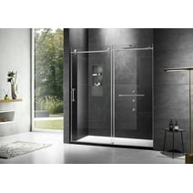 MoSweet Elegant 68'' - 72'' * 76" Frameless Shower Door with Finish in Brushed Nickel- Stainless Steel