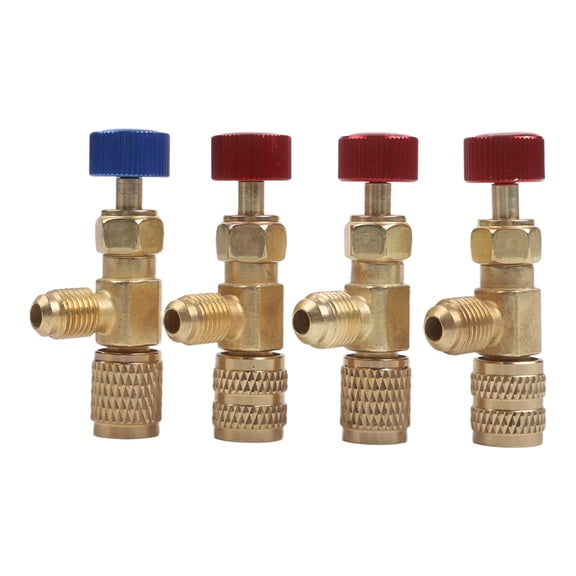 MoVehGear 4PCS AC Safety Valve Set for R22 R32 R410A, Brass Quick Connect Adapter 1/4" & 5/16", HVAC Service Port