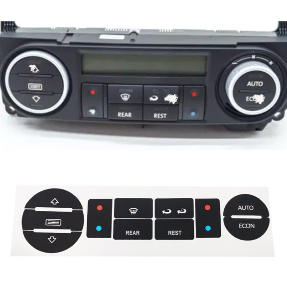 MoVehGear Button Repair Decal Sticker for VW T5 T6 Climate Control, Black Vinyl Overlay for Worn Knob Switch Labels