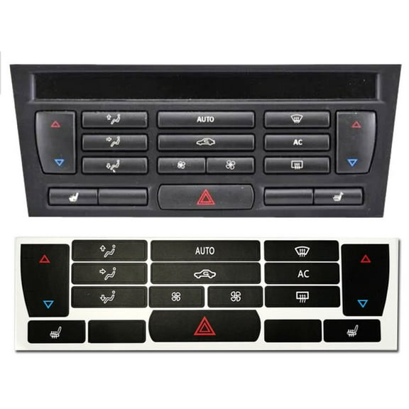 MoVehGear For Saab 9-3 2003-2007 AC Climate Control Button Repair Decals, Black Vinyl Overlay Sticker with White Lettering