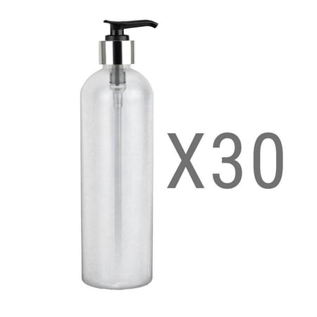 MoYo Natural Labs 16 oz Pump Dispenser, Empty Soap and Lotion Bottle with Locking Cap, BPA Free HDPE Plastic Containers for Essential Oils/Liquids (Pack of 30, Translucent White)