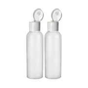 MoYo Natural Labs 2 oz Travel Bottles, TSA Approved Empty Travel Containers with Flip Caps, BPA Free HDPE Plastic Squeezable Toiletry/Cosmetic Bottles (Pack of 2, Translucent White)
