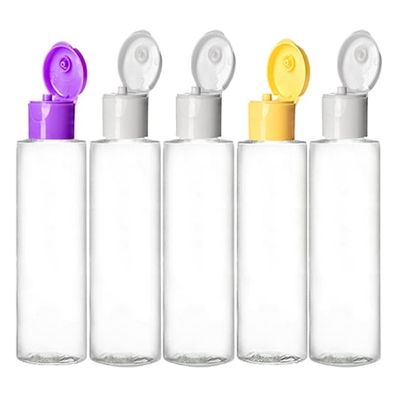 MoYo Natural Labs 3.4 oz Color Flip Tops Clear Travel Plastic Bottle Container(Pack of 5)