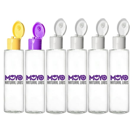 MoYo Natural Labs 3.4 oz Flip Cap Essential Oils and Liquids (Pack of 6, Clear)