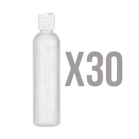MoYo Natural Labs 4 oz Travel Bottles, Empty Travel Containers with Disc Caps, BPA Free HDPE Plastic Squeezable Toiletry/Cosmetic Bottle (Neck 20-410) (Pack of 30, HDPE Translucent White)