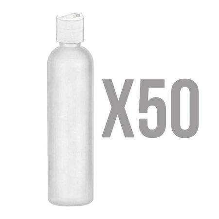 MoYo Natural Labs 4 oz Travel Bottles, Empty Travel Containers with Disc Caps, BPA Free HDPE Plastic Squeezable Toiletry/Cosmetic Bottles (Neck 24-410) (Pack of 50, HDPE Translucent White)