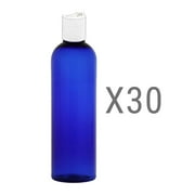 MoYo Natural Labs 4 oz Travel Bottles, Empty Travel Containers with Disc Caps, BPA Free PET Plastic Squeezable Toiletry/Cosmetic Bottles (Neck 24-410) (Pack of 30, Blue)
