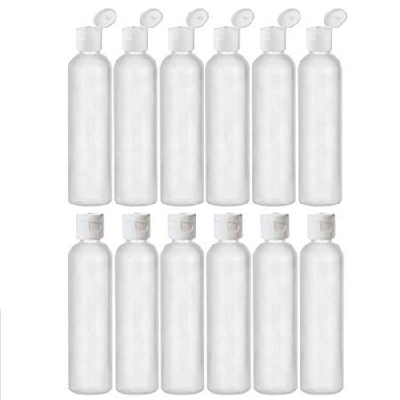 MoYo Natural Labs 4 oz Travel Bottles, Empty Travel Containers with Flip Caps, BPA Free HDPE Plastic Squeezable Toiletry/Cosmetic Bottles (Neck 20-410) (Pack of 12, HDPE Translucent White)