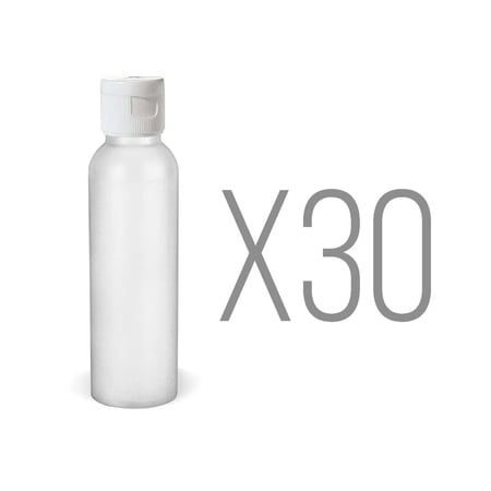 MoYo Natural Labs 4 oz Travel Bottles, Empty Travel Containers with Flip Caps, BPA Free HDPE Plastic Squeezable Toiletry/Cosmetic Bottles (Neck 20-410) (Pack of 30, HDPE Translucent White)
