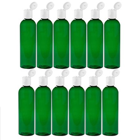 MoYo Natural Labs 4 oz Travel Bottles, Empty Travel Containers with Flip Caps, BPA Free PET Plastic Squeezable Toiletry/Cosmetic Bottles (Neck 20-410) (Pack of 12, Green)