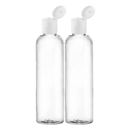 MoYo Natural Labs 8 oz Travel Bottle, Empty Travel Containers with Flip Caps, BPA Free PET Plastic Squeezable Toiletry/Cosmetic Bottles (2 pack, Clear)