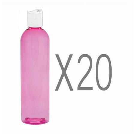 MoYo Natural Labs 8 oz Travel Bottles, Empty Travel Containers with Disc Caps, BPA Free PET Plastic Squeezable Toiletry/Cosmetic Bottles (Pack of 20, Pink)