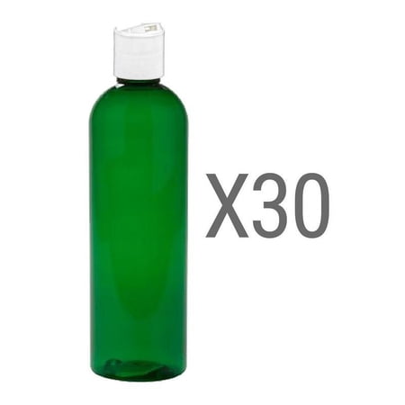 MoYo Natural Labs 8 oz Travel Bottles, Empty Travel Containers with Disc Caps, BPA Free PET Plastic Squeezable Toiletry/Cosmetic Bottles (Pack of 30, Green)