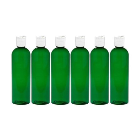 MoYo Natural Labs 8 oz Travel Bottles, Empty Travel Containers with Disc Caps, BPA Free PET Plastic Squeezable Toiletry/Cosmetic Bottles (Pack of 6, Green)
