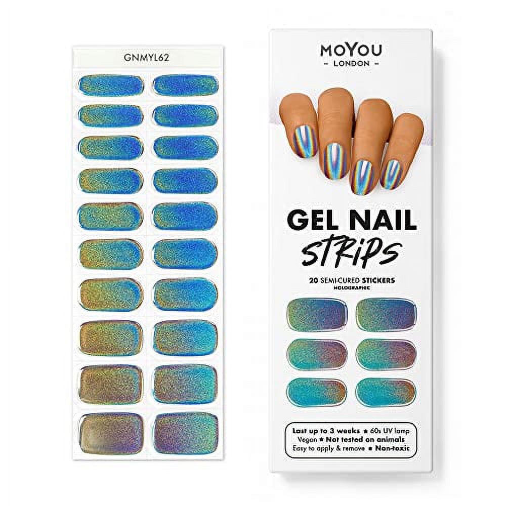 MoYou London Semi Cured Gel Nail Strips, Nail File, & Wooden Cuticle