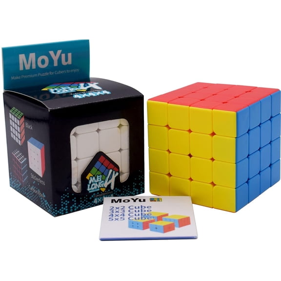 MoYu Meilong Professional Speed Cube, Stickerless Magic Puzzle Cube with Instructions (Size 4x4x4)