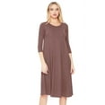 thumbnail image 1 of Moa Collection Women's Basic Round Neck 3/4 Sleeves A-line Casual Maxi Dress, 1 of 5