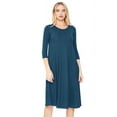 thumbnail image 1 of Moa Collection Women's Basic Round Neck 3/4 Sleeves A-line Casual Maxi Dress, 1 of 4