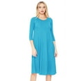 thumbnail image 1 of Moa Collection Women's Basic Round Neck 3/4 Sleeves A-line Casual Maxi Dress, 1 of 5