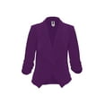 thumbnail image 1 of Moa Collection Women's Casual Fitted Blazer Draped Open Front with Ruched 3/4 Sleeves (S-3XL), 1 of 5