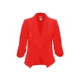 thumbnail image 1 of Moa Collection Women's Casual Fitted Blazer Draped Open Front with Ruched 3/4 Sleeves (S-3XL), 1 of 4