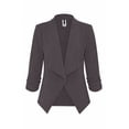 thumbnail image 1 of Women's Casual Fitted Blazer Draped Open Front with Ruched 3/4 Sleeves (S-3XL), 1 of 6