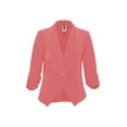 thumbnail image 1 of Moa Collection Women's Casual Fitted Blazer Draped Open Front with Ruched 3/4 Sleeves (S-3XL), 1 of 5