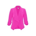 thumbnail image 1 of Women's Casual Fitted Blazer Draped Open Front with Ruched 3/4 Sleeves (S-3XL), 1 of 5