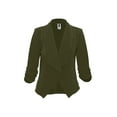 thumbnail image 1 of Moa Collection Women's Casual Fitted Blazer Draped Open Front with Ruched 3/4 Sleeves (S-3XL), 1 of 5