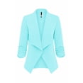 thumbnail image 1 of Women's Casual Fitted Blazer Draped Open Front with Ruched 3/4 Sleeves (S-3XL), 1 of 6