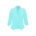 thumbnail image 1 of Moa Collection Women's Casual Fitted Blazer Draped Open Front with Ruched 3/4 Sleeves (S-3XL), 1 of 5