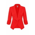 thumbnail image 1 of Women's Casual Fitted Blazer Draped Open Front with Ruched 3/4 Sleeves (S-3XL), 1 of 6
