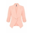 thumbnail image 1 of Women's Casual Fitted Blazer Draped Open Front with Ruched 3/4 Sleeves (S-3XL), 1 of 5